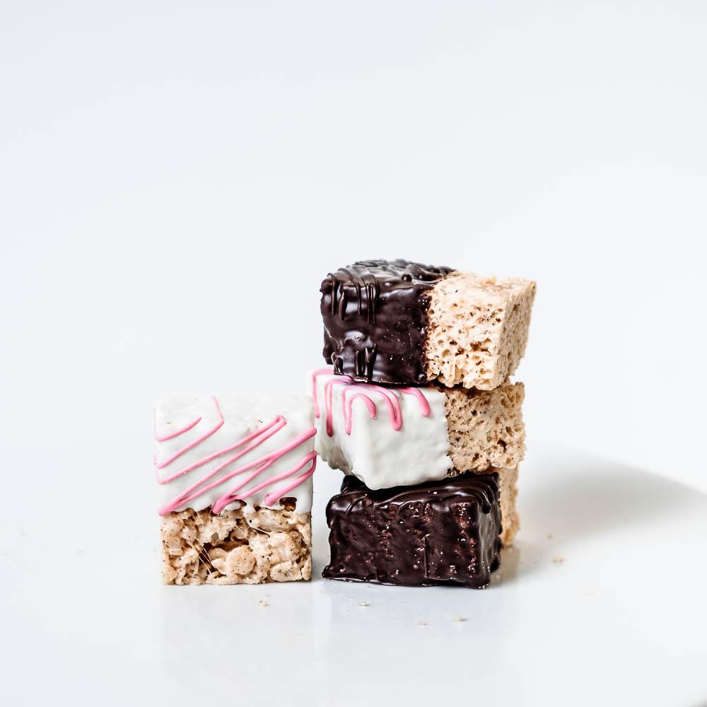 Mini Chocolate Dipped Brown Butter Rice Krispie Treats